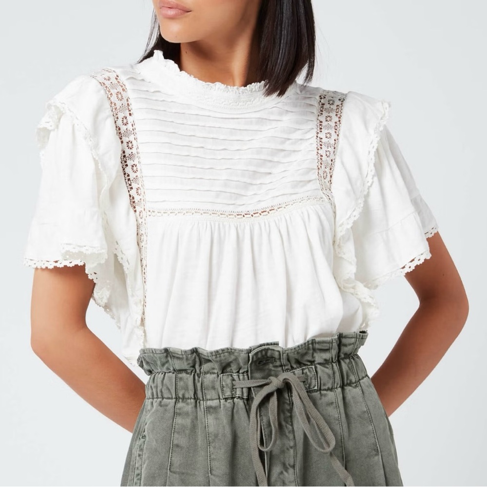 Free People Le Femme White Lace Blouse